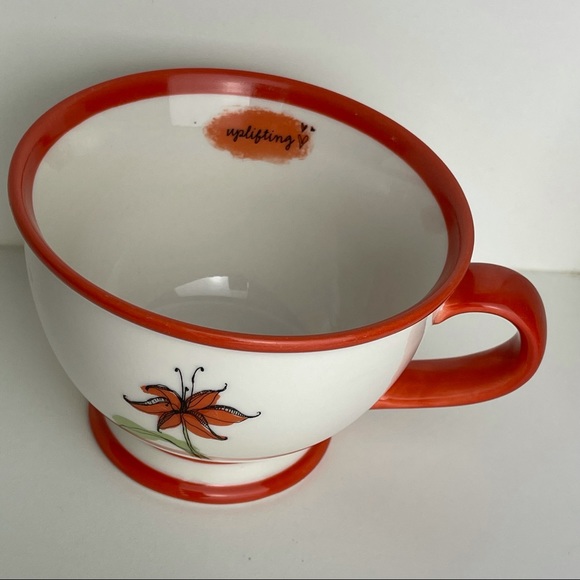 Starbucks 2006 “Uplifting” Ceramic Teacup Cream Orange Tiger Lily 10oz Footed - Picture 5 of 6